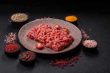 Stuffing or ground raw beef or pork with salt and spices