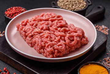Stuffing or ground raw beef or pork with salt and spices