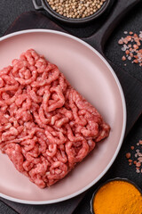 Stuffing or ground raw beef or pork with salt and spices