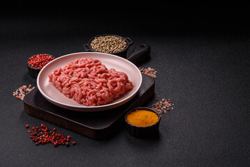 Stuffing or ground raw beef or pork with salt and spices