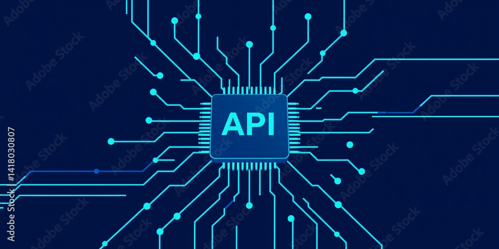 Aufkleber ai technology background api integration and business solutions
