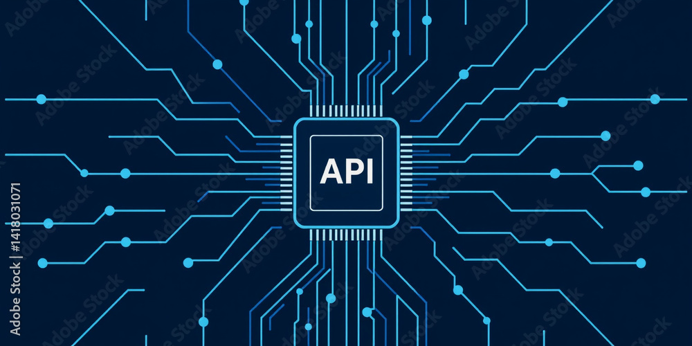 Poster api technology background ai-powered business solutions