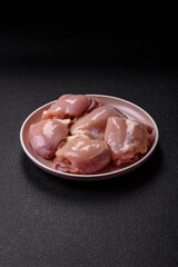 Chicken thigh fillet raw, skinless, boneless, poultry legs