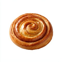 Fototapeta premium Cinnamon roll pastry close up view on white background