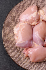 Chicken thigh fillet raw, skinless, boneless, poultry legs