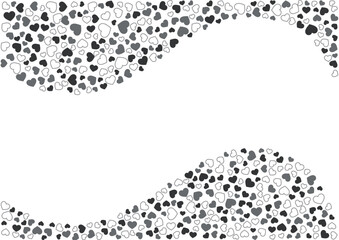 ハート柄の背景 白黒の3色 フチと単色 ハート