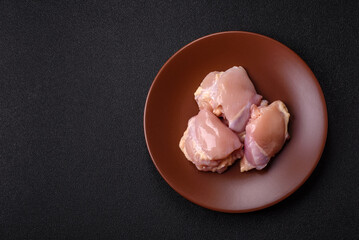 Chicken thigh fillet raw, skinless, boneless, poultry legs