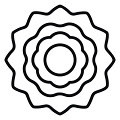 Classy line art badge shaped like a rosette flower with a ribbon banner