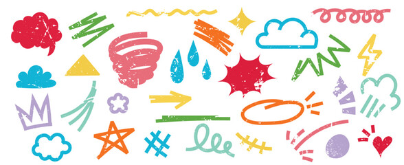 Brush line shape background abstract texture set. Hand drawn sketch doodle scribble brush geometric shape crayon effect background	
