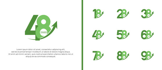 set of anniversary logo flat green color on white background for celebration moment