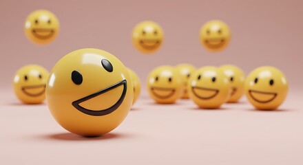Joyful Emojis: A 3D Rendering of Smiling Faces