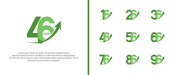 set of anniversary logo flat green color on white background for celebration moment