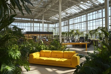 Modern office with lush greenery