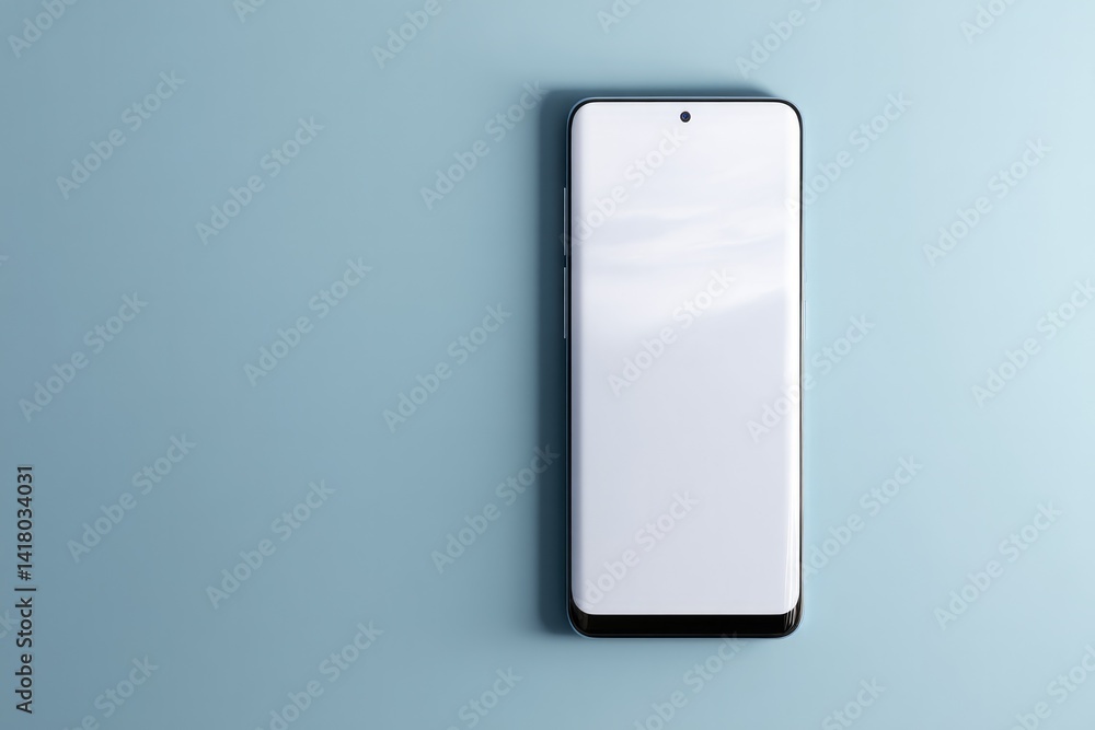 Poster feature sleek 3d model of smartphone on smooth solid color background
