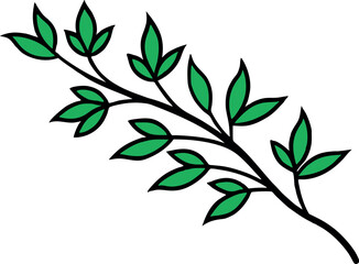 green leaves vector, decorative tree branch leaves
