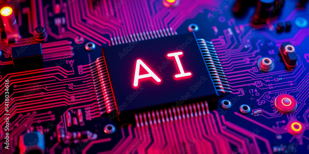 Poster ai technology background exploring the future of business with artificial intelligence