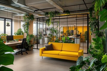 Modern office with plants