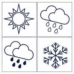 Weather Icons Sunny Cloudy Rainy Snowy