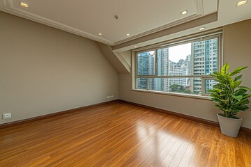 Empty room with city view (1)