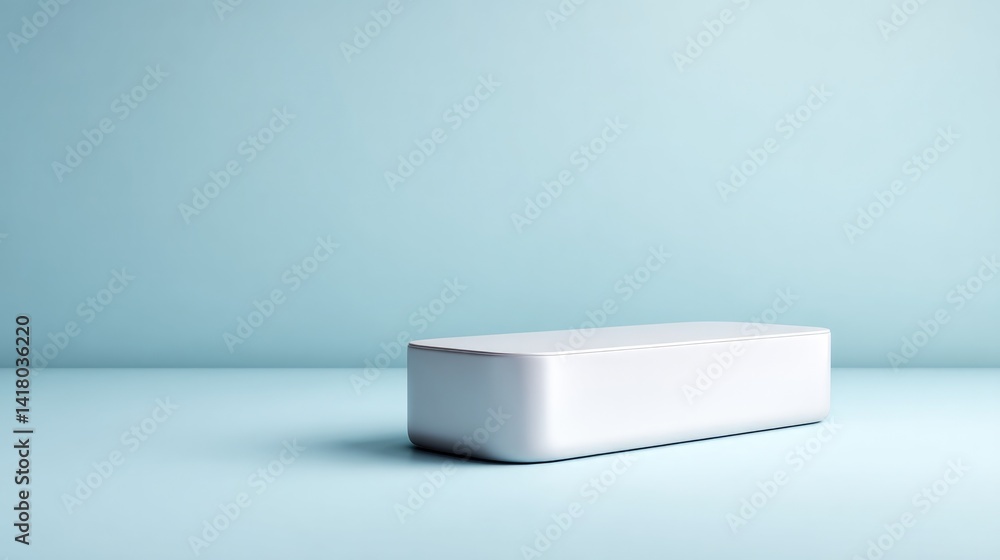 Poster high-tech diagnostic device placed centrally on smooth solid color background minimalistic and moder
