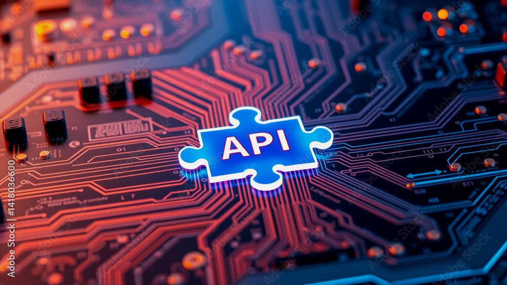 Aufkleber api technology background ai integration and business solutions