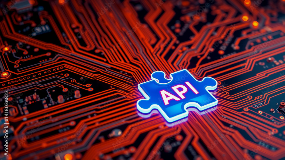 Poster ai technology background api integration & business solutions
