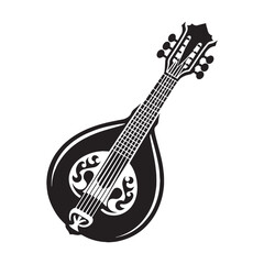 Fototapeta premium Classic Mandolin silhouette, a stringed masterpiece – Mandolin illustration – Minimalist Mandolin vector – Musical instrument silhouette