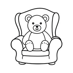 big teddy bear sitting kawaii line art vector