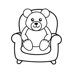 Obraz premium big teddy bear sitting kawaii line art vector