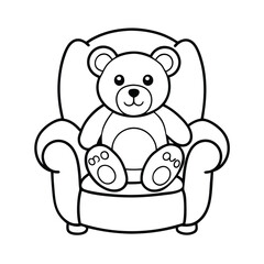 big teddy bear sitting kawaii line art vector