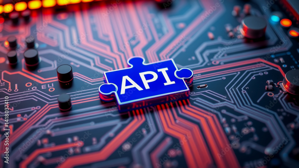Aufkleber ai technology background api integration and business solutions