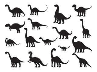 Set of Sauropods vector silhouette