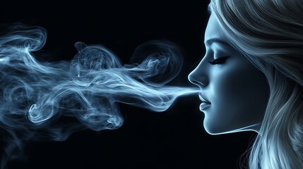 Woman Exhaling Smoke