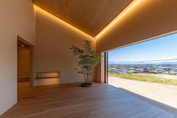 Modern minimalist open-plan living space
