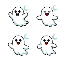 Halloween cute ghost collection spooky character vector design