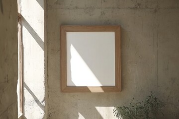 Blank picture frame in industrial interior