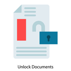 Unlock Documents single vector illustration icon