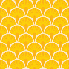 Art Deco inspired seamless floral pattern in golden yellow 