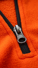 black zipper on orange fleece jacket
