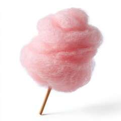 Pink cotton candy on a stick on white background