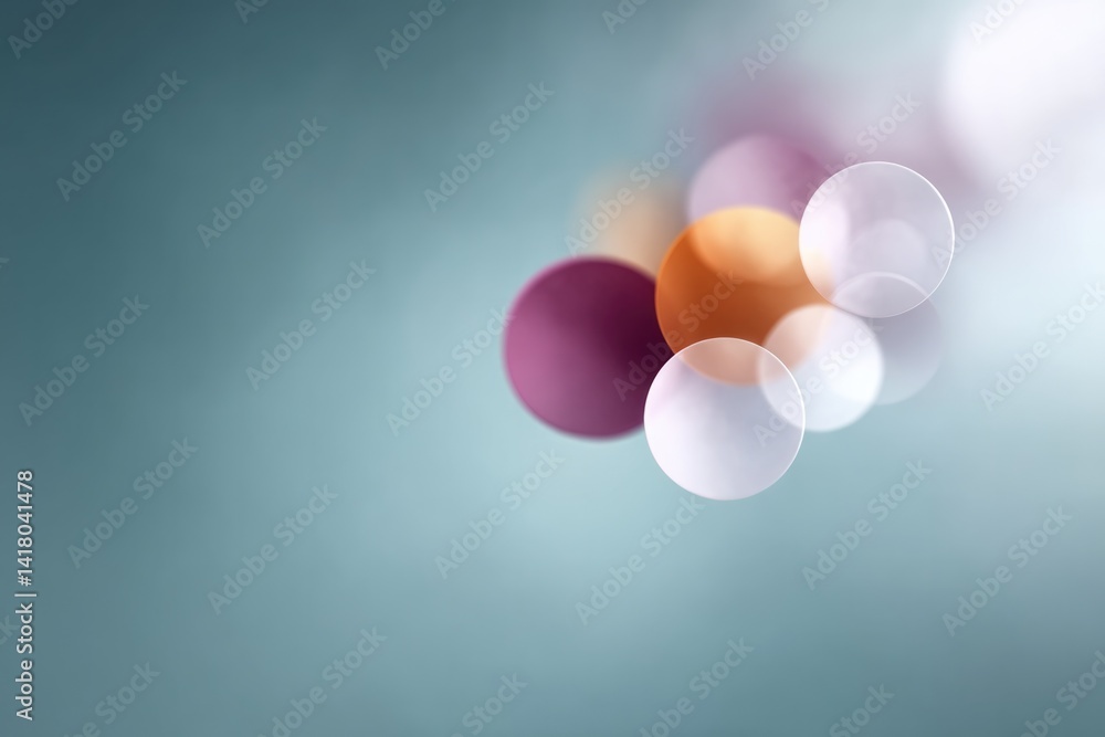 Poster minimalistic background featuring various translucent circles against subtle pastel gradient