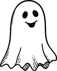 Obraz premium Friendly Ghost Silhouette Vector , funny cartoon ghost