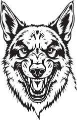 Black and White German Shepherd Vector Illustration