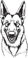 Black and White German Shepherd Vector Illustration