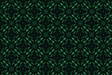 Abstract green seamless floral pattern. Textile seamless pattern.Green background