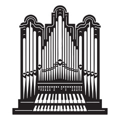 Organ console silhouette, hands-on harmony &ndash; Organ illustration &ndash; Minimalist Organ vector &ndash; Musical instrument silhouette

