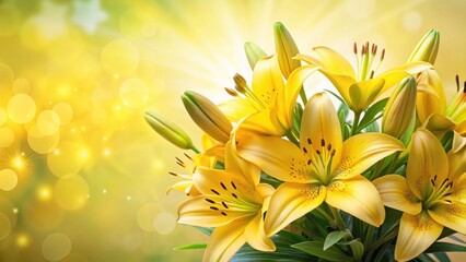 Obraz premium Yellow Lily Bouquet Background , petals, flowers, petals, flowers
