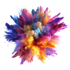 Obraz premium A vibrant explosion of colorful powder creating a dynamic and captivating visual spectacle isolated