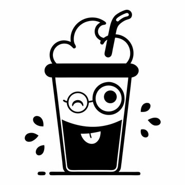 recommend clip art: Black outline Cartoonist  a juice cup with cold