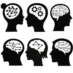 human head silhouette with gears